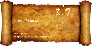 Kun Timur névjegykártya
